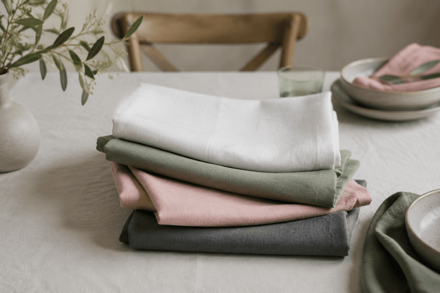 Neutral Tablecloth — On the table
