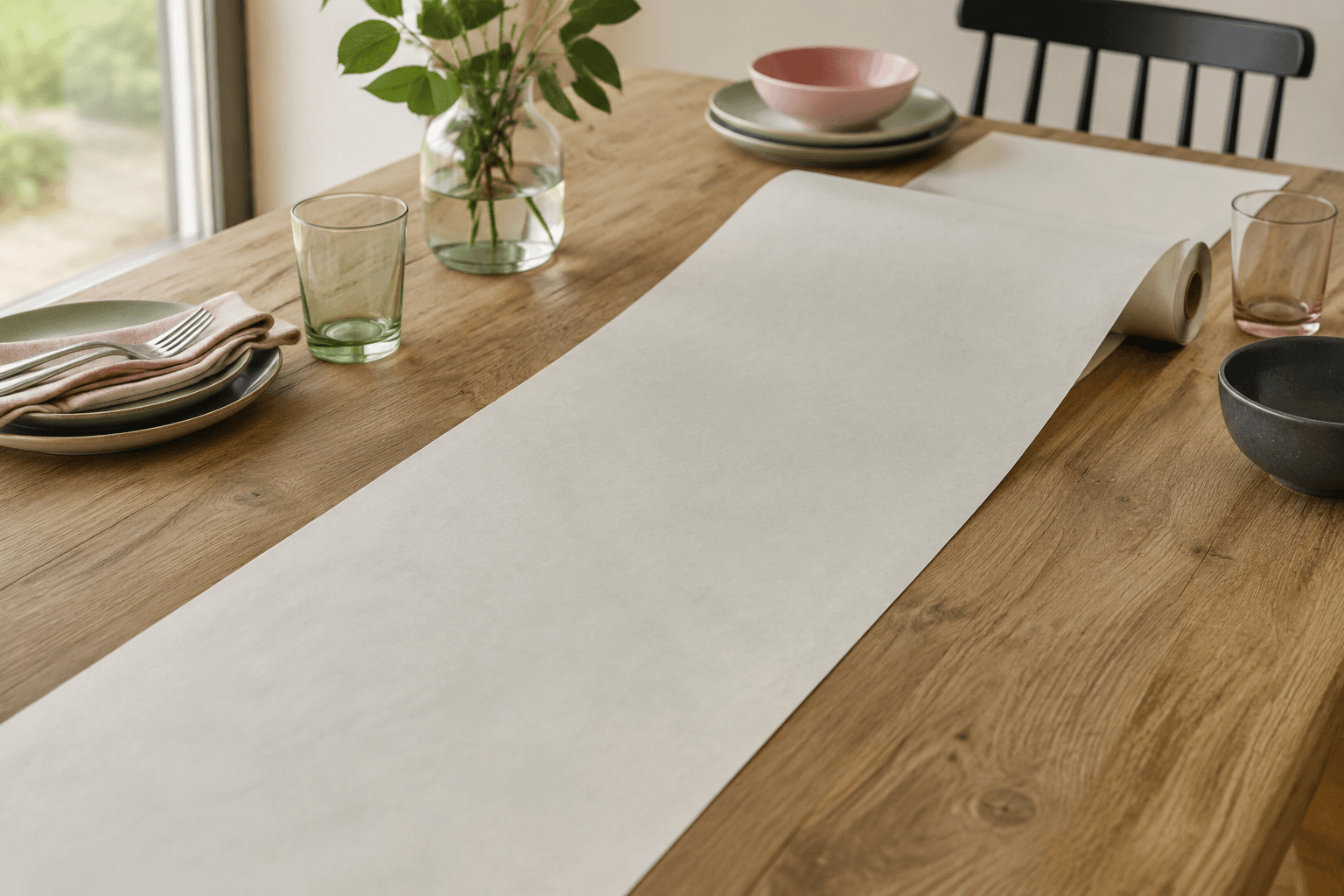 Paper Table Runner Roll — On the table