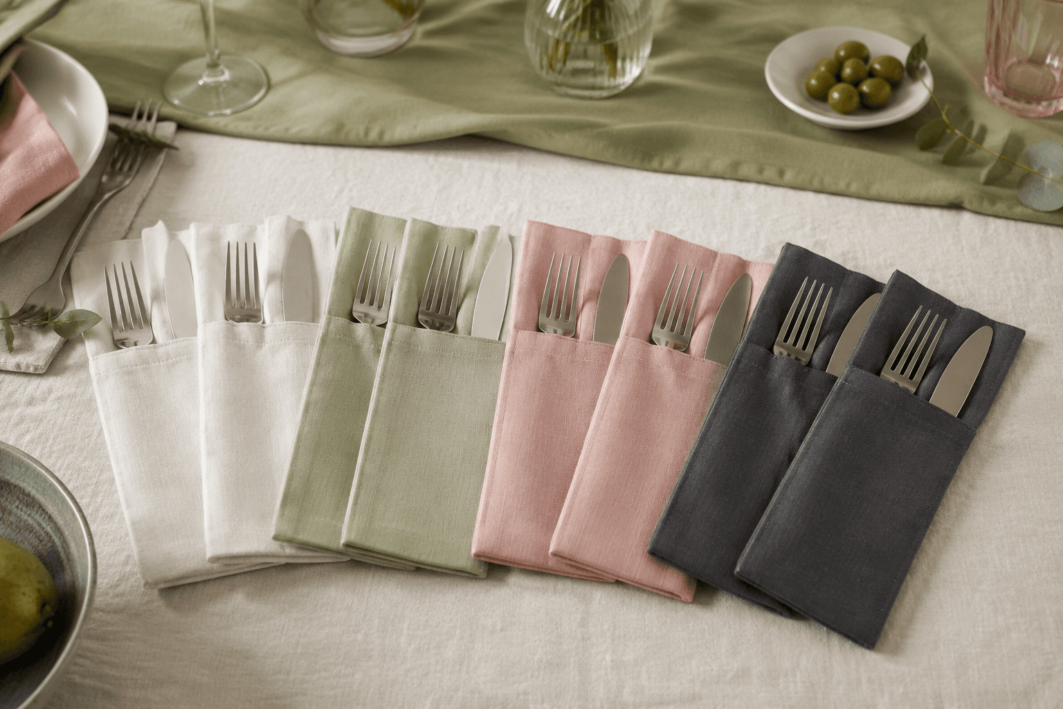 Utensil Pocket Sleeves (8) — On the table